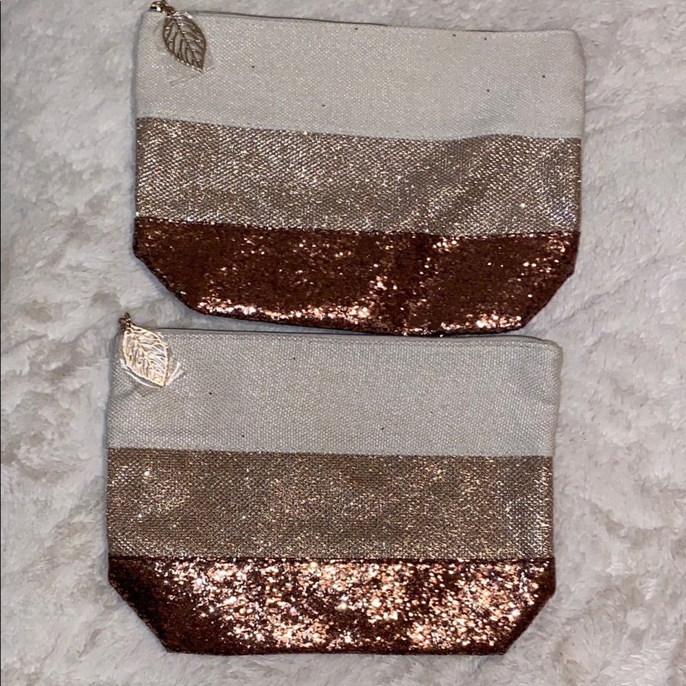 Elegant Brown and Cream Glitter Clutch Set